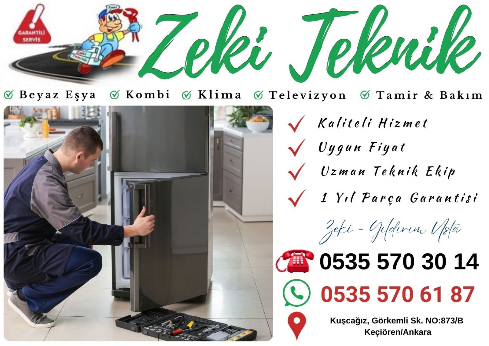 Keçiören Kuşcağız Buzdolabı Tamircisi